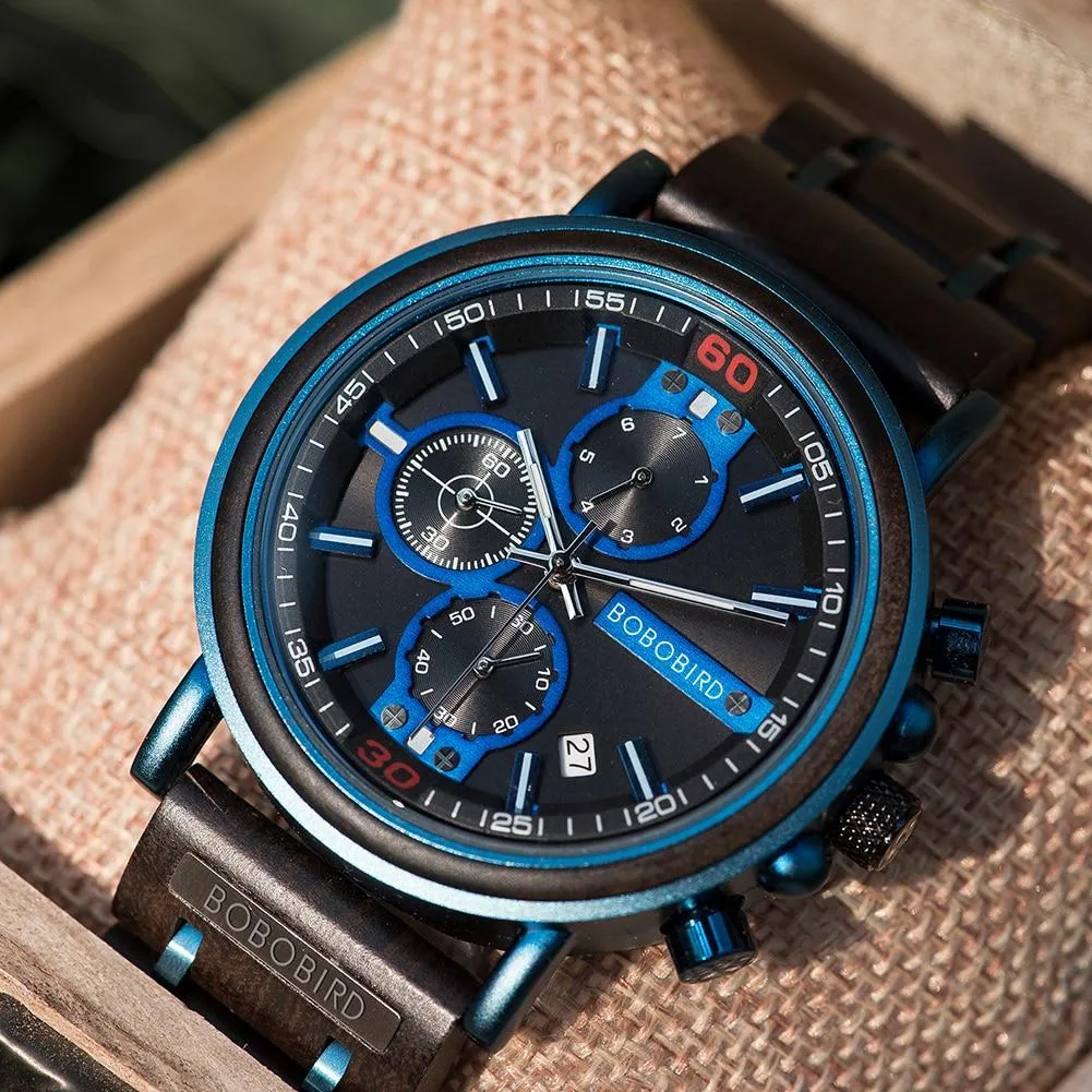 BBWood™ Men's Genuine Wooden Chronograph Watch