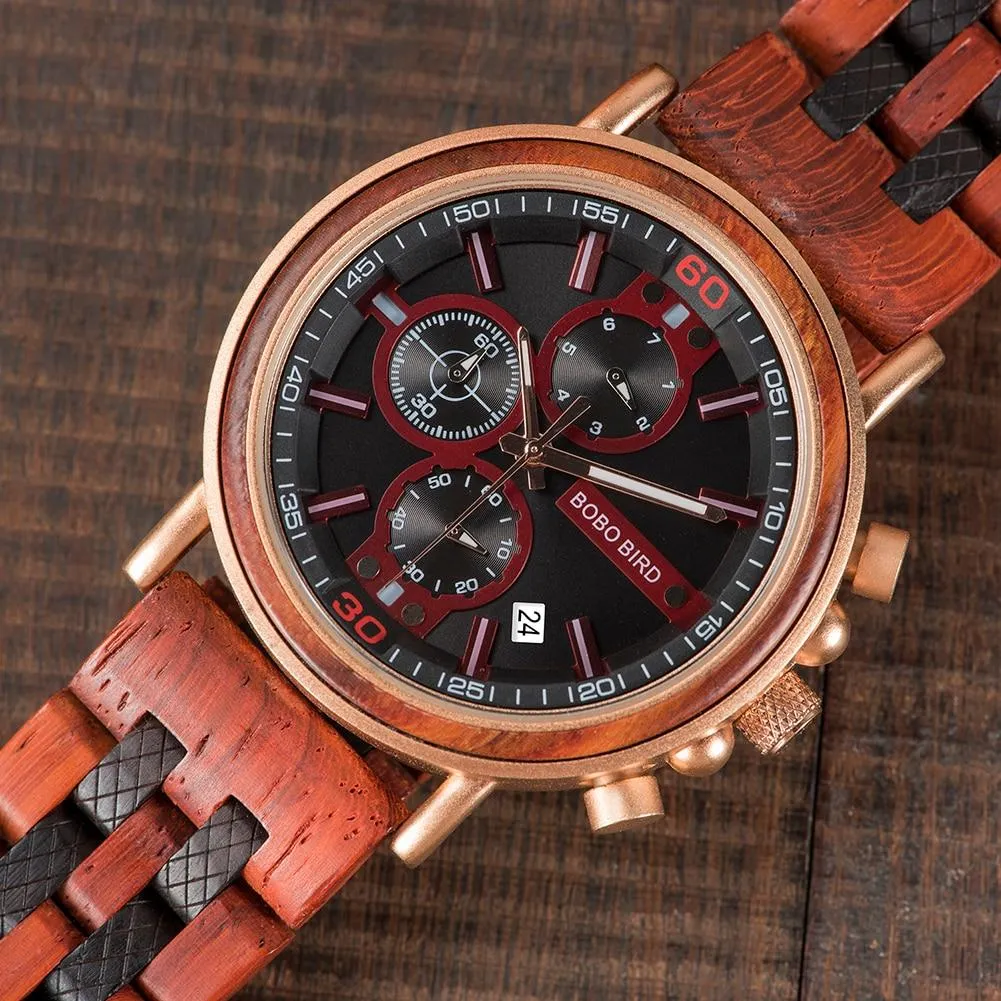 BBWood™ Men's Genuine Wooden Chronograph Watch