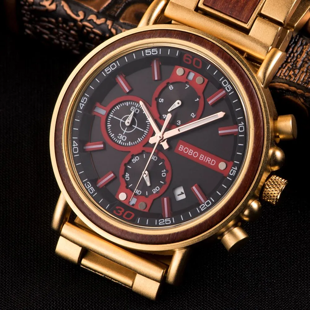 BBWood™ Men's Genuine Wooden Chronograph Watch