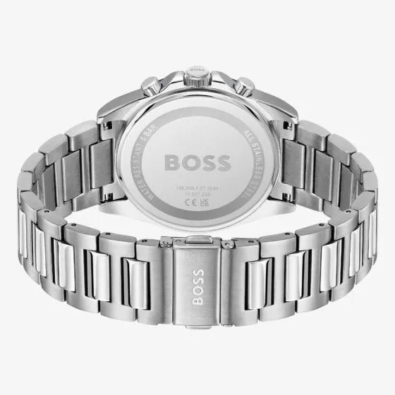 BOSS Mens Strike Chronograph Blue Lined Dial Bracelet Watch Stainless Steel