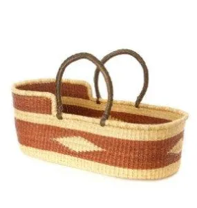 Brown Diamond Moses Basket with Leather Handles