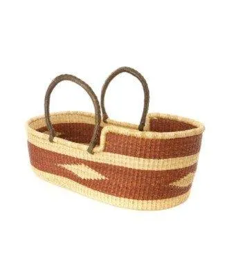 Brown Diamond Moses Basket with Leather Handles