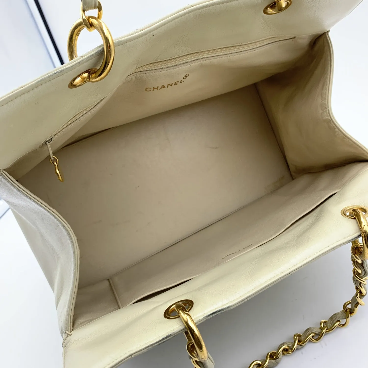 CHANEL Vintage Beige Quilted Leather Gst 1997 Grand Shopping Tote