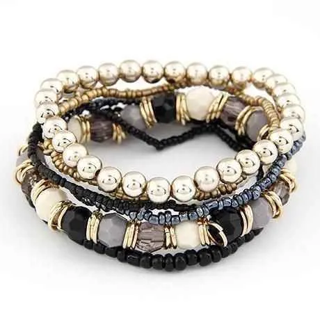Charm Jewelry Set Beaded Charm Bracelets Set For Women Simple Coins Multilayer Bracelet Bohemian Jewelry 2021