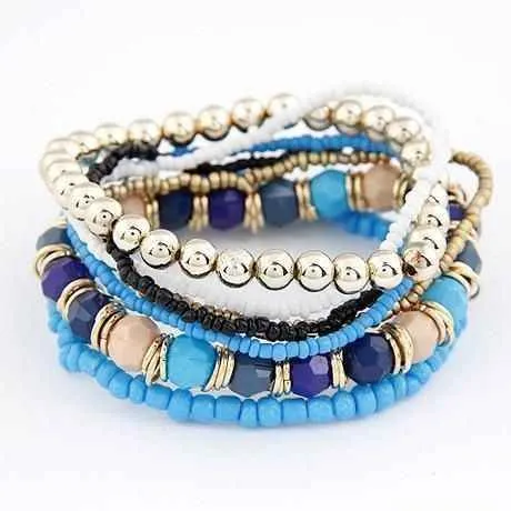 Charm Jewelry Set Beaded Charm Bracelets Set For Women Simple Coins Multilayer Bracelet Bohemian Jewelry 2021