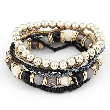Charm Jewelry Set Beaded Charm Bracelets Set For Women Simple Coins Multilayer Bracelet Bohemian Jewelry 2021