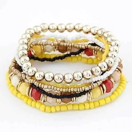 Charm Jewelry Set Beaded Charm Bracelets Set For Women Simple Coins Multilayer Bracelet Bohemian Jewelry 2021
