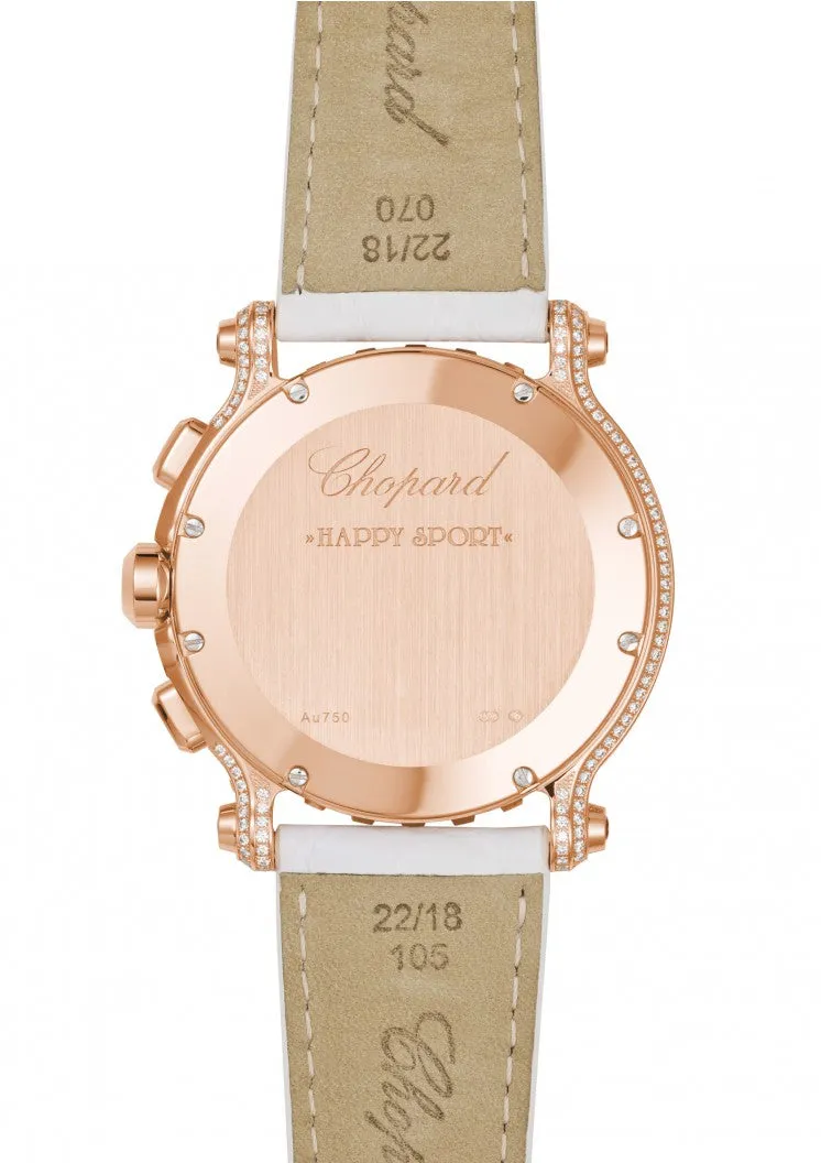 Chopard Happy Sport Chono Ethical 18K Rose Gold & Diamonds & Colored Sapphires Ladies Watch