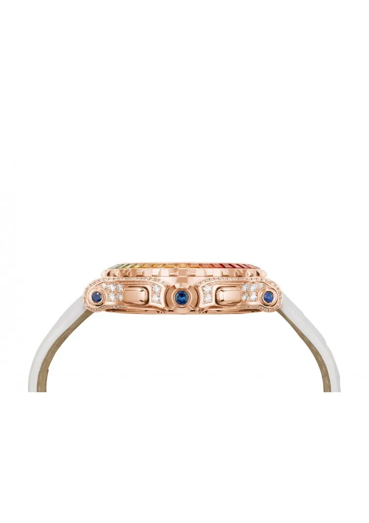Chopard Happy Sport Chono Ethical 18K Rose Gold & Diamonds & Colored Sapphires Ladies Watch