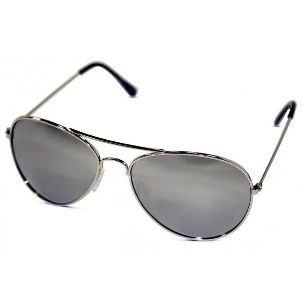 Classic Silver Mirrored Aviator Sunglasses