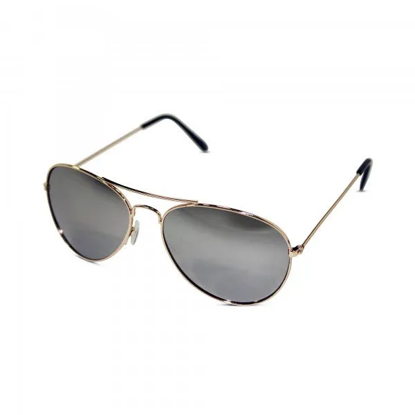 Classic Silver Mirrored Aviator Sunglasses