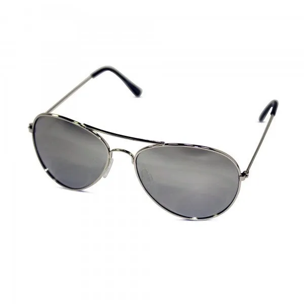 Classic Silver Mirrored Aviator Sunglasses