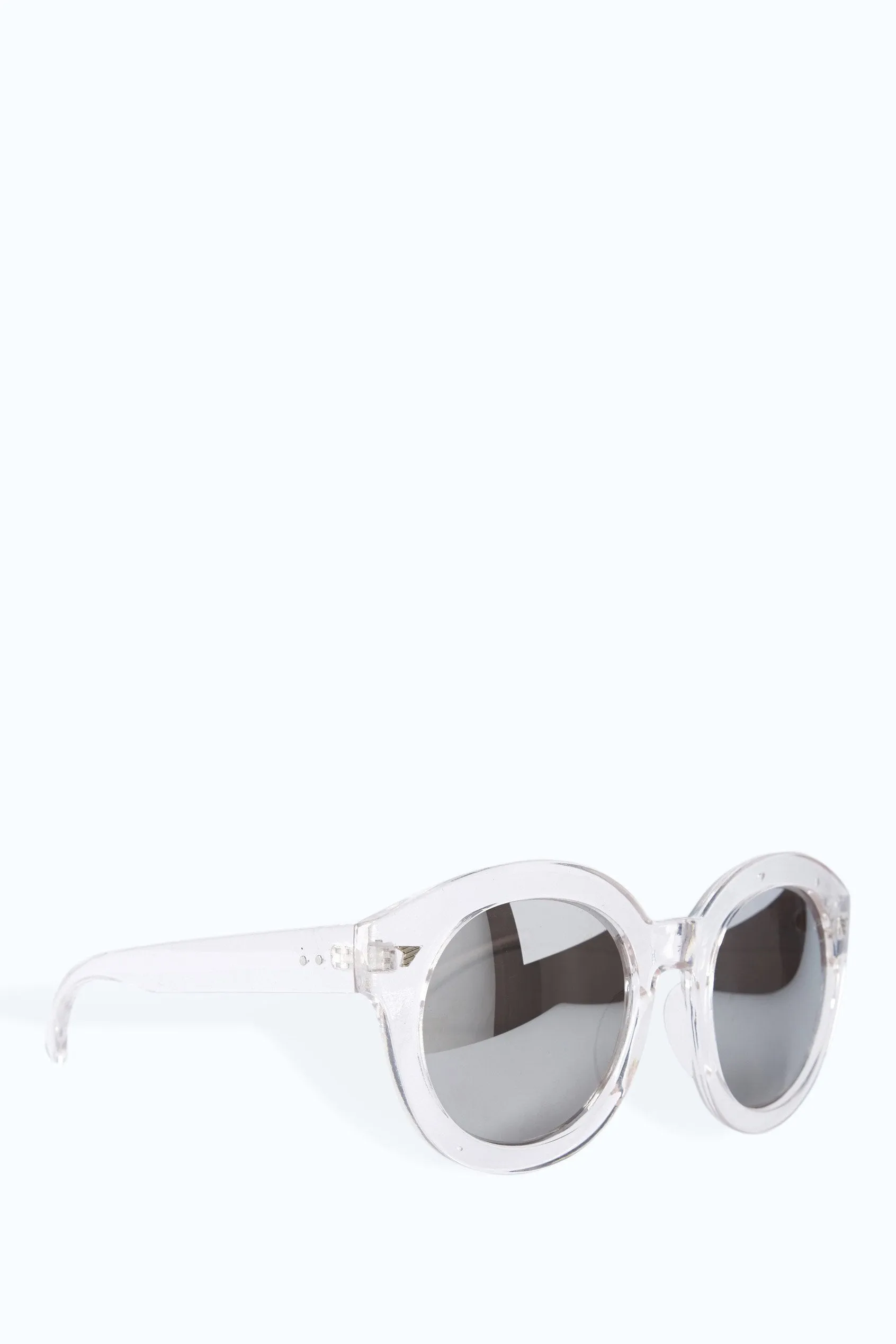 Clear Clear Round Mirrored Sunglasses