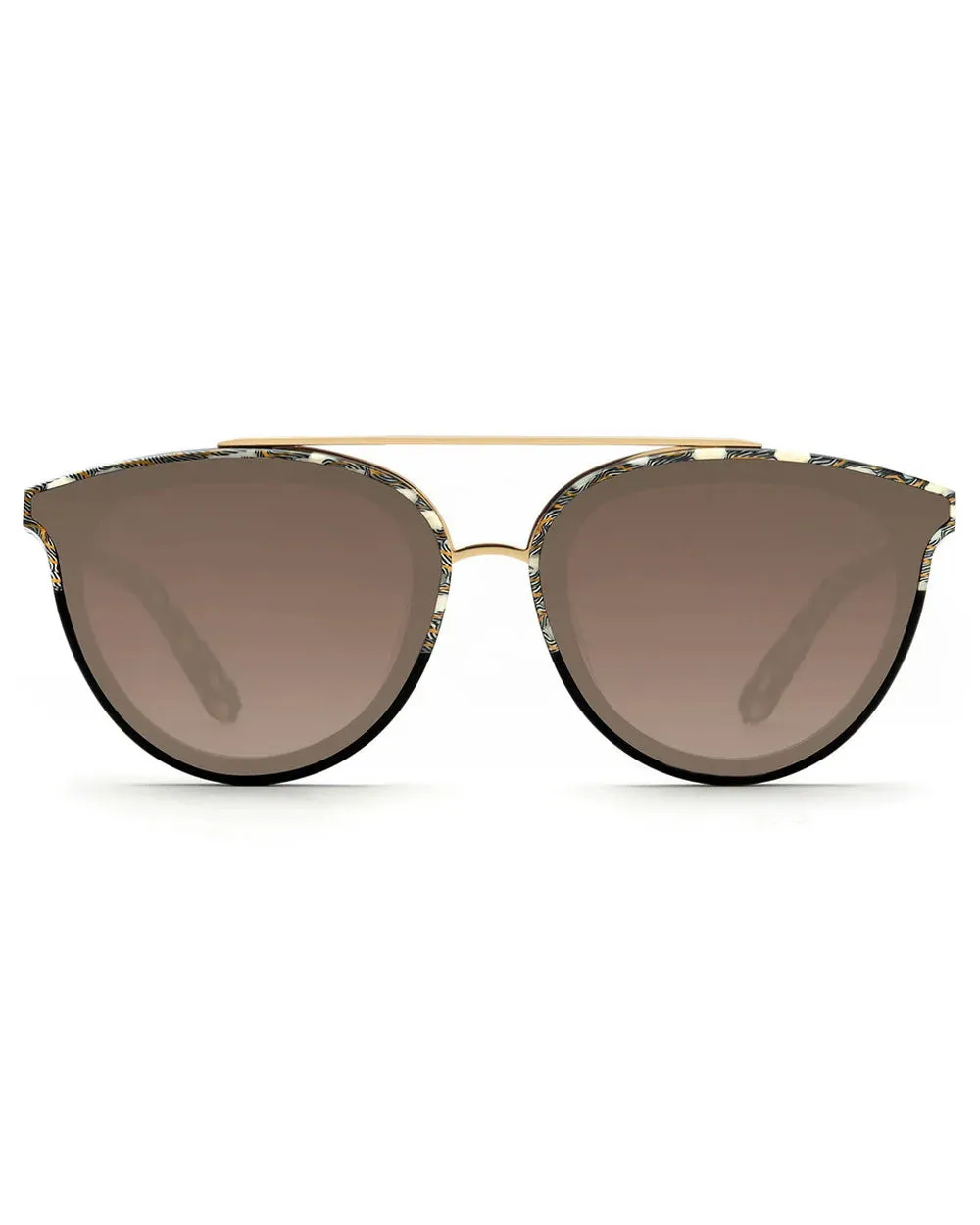 Clio Nylon Sunglasses in Stella to Black 24K Mirrored