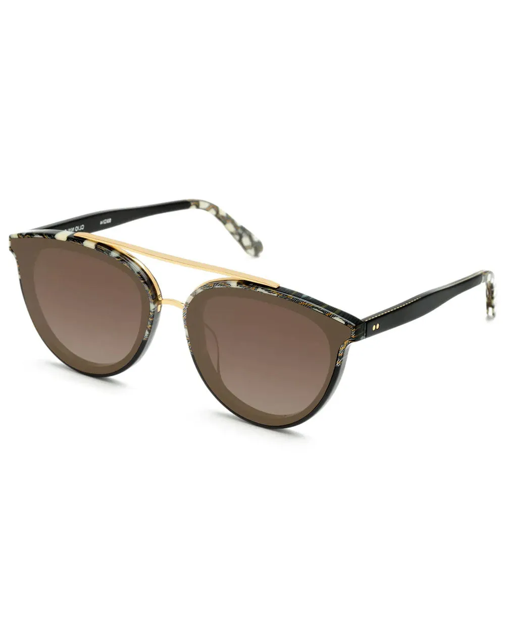 Clio Nylon Sunglasses in Stella to Black 24K Mirrored