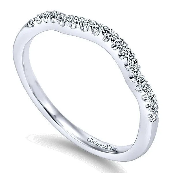 Contoured Pave Diamond Band .16 Cttw 14K White Gold 198B