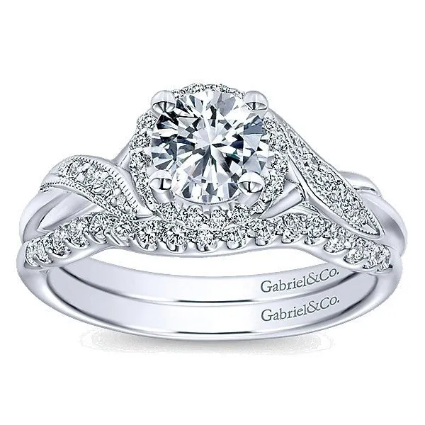 Contoured Pave Diamond Band .16 Cttw 14K White Gold 198B