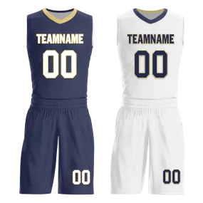 Corporate Gifts,Custom Blue White Classic Style Reversible Basketball Uniform Personalized BBJR-D017050