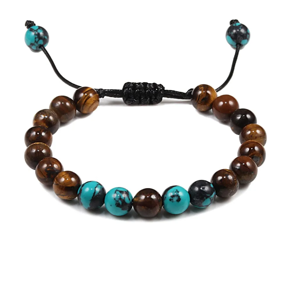 Couples Distance Bracelets Natural Stone Blue Pine lava stone Yin Yang Beaded Woven Bracelets