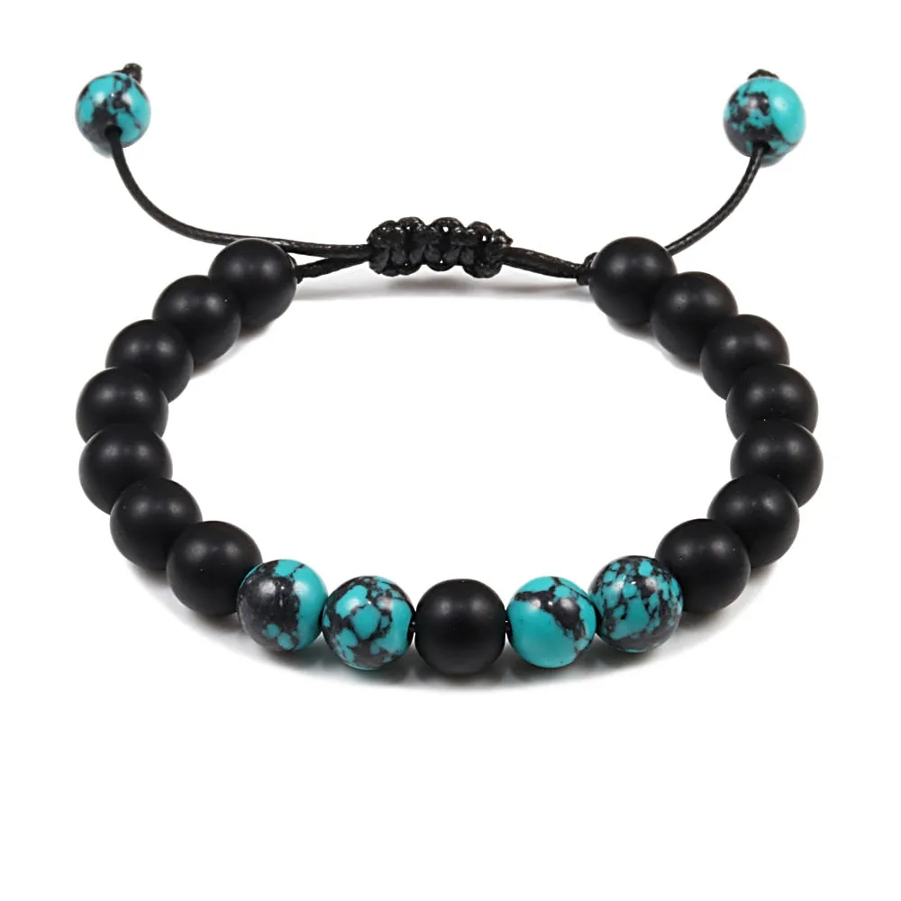 Couples Distance Bracelets Natural Stone Blue Pine lava stone Yin Yang Beaded Woven Bracelets