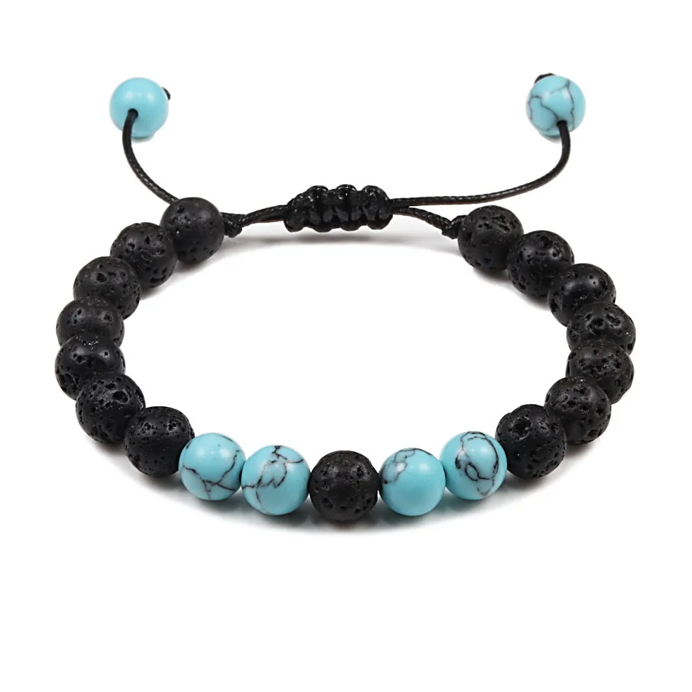 Couples Distance Bracelets Natural Stone Blue Pine lava stone Yin Yang Beaded Woven Bracelets