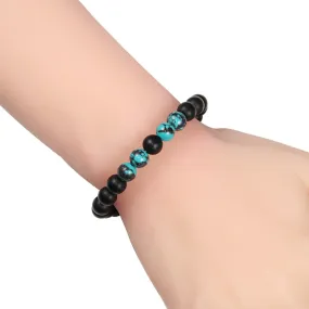 Couples Distance Bracelets Natural Stone Blue Pine lava stone Yin Yang Beaded Woven Bracelets