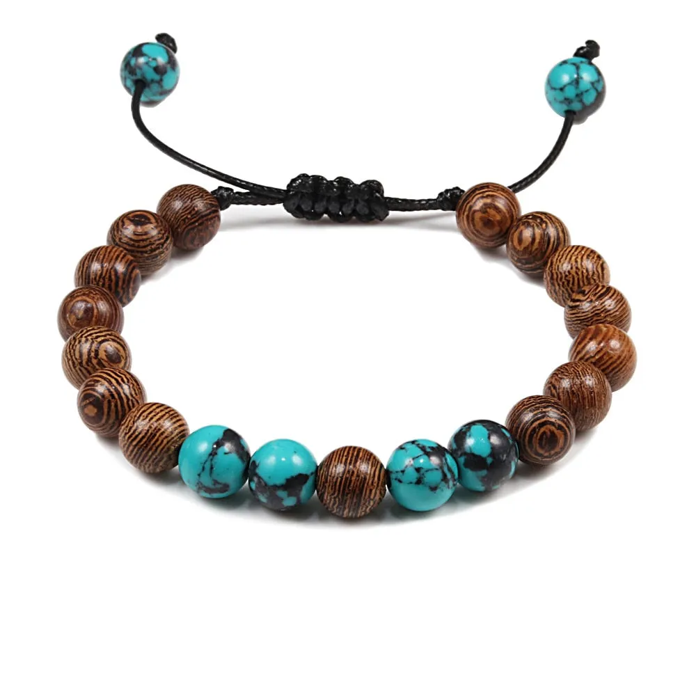 Couples Distance Bracelets Natural Stone Blue Pine lava stone Yin Yang Beaded Woven Bracelets