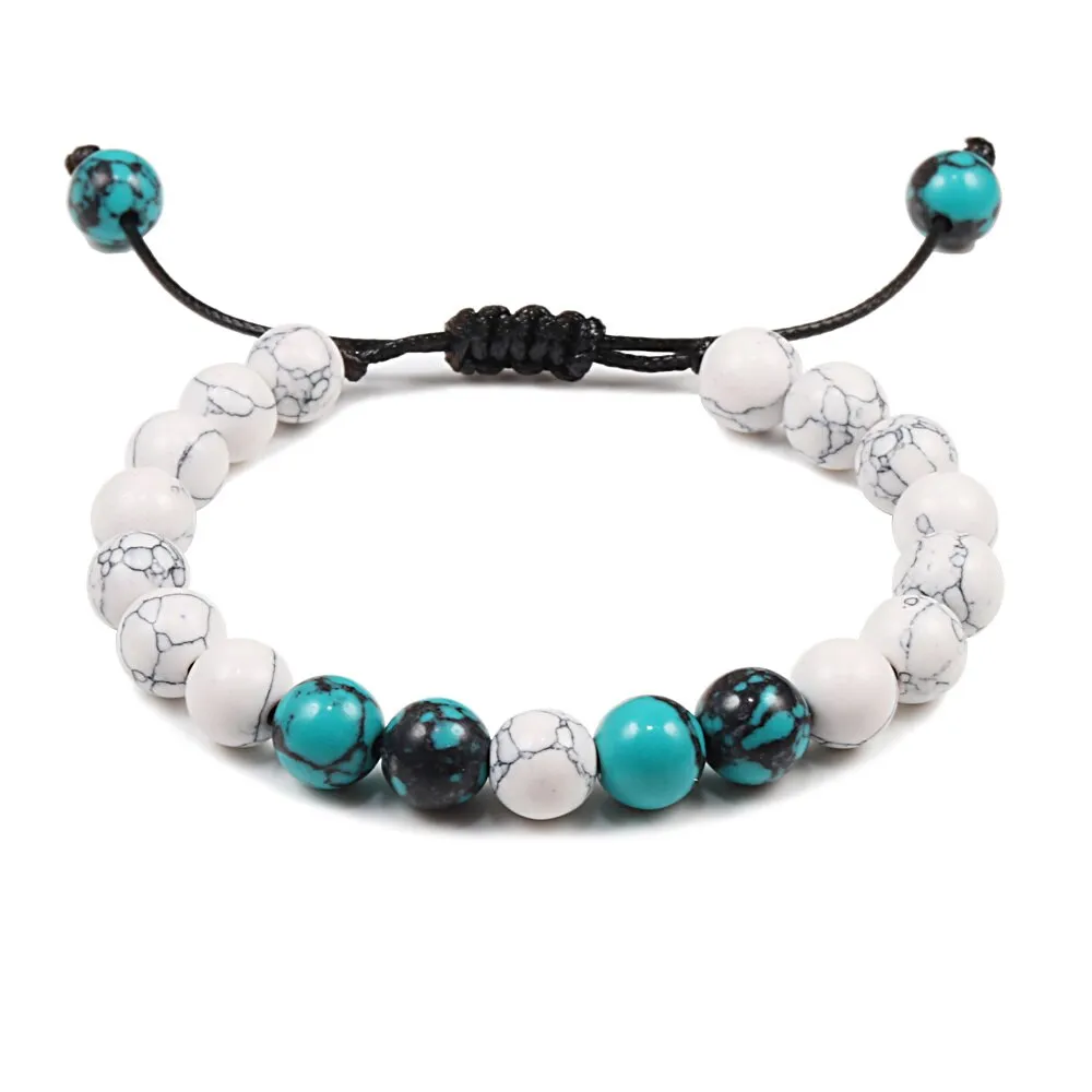 Couples Distance Bracelets Natural Stone Blue Pine lava stone Yin Yang Beaded Woven Bracelets