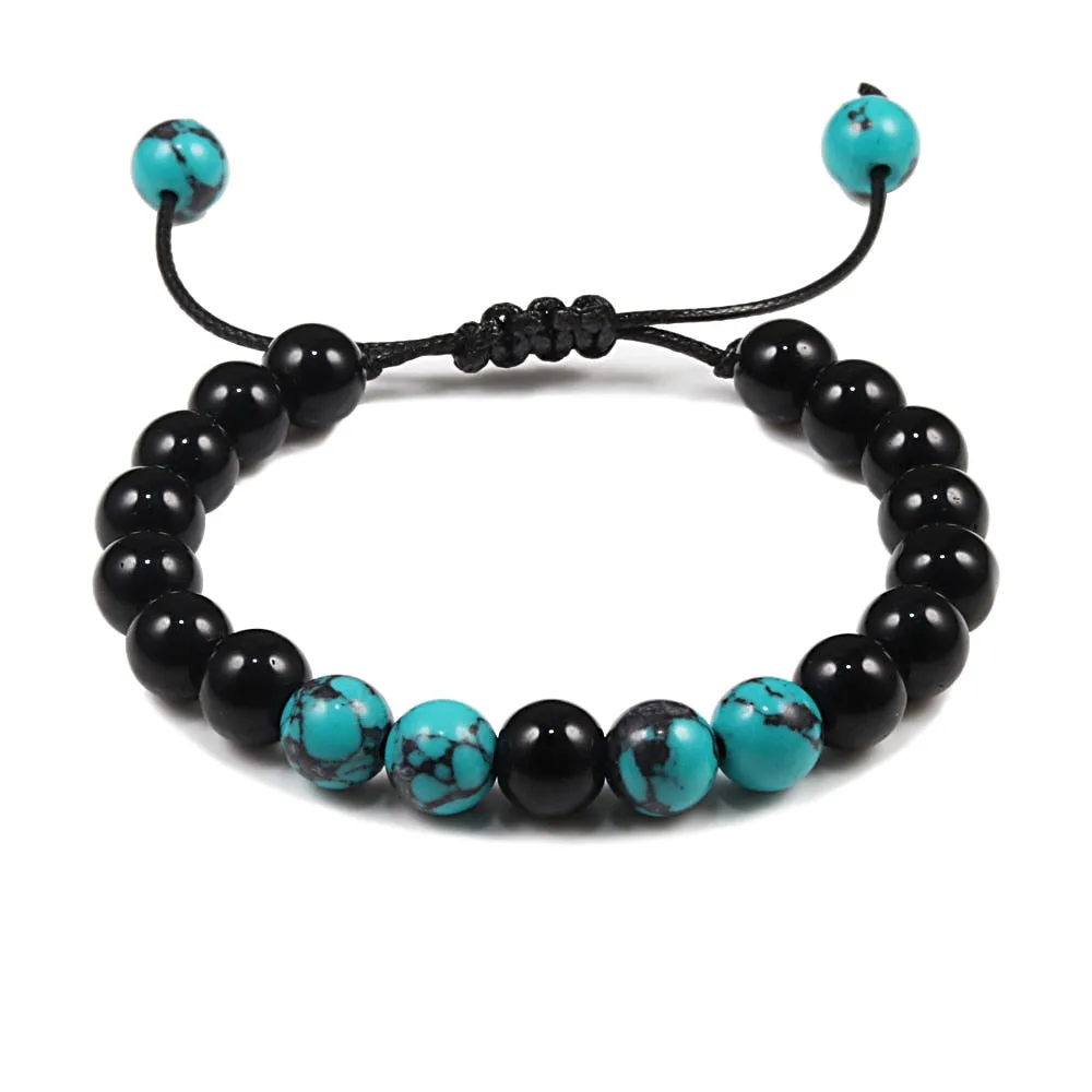 Couples Distance Bracelets Natural Stone Blue Pine lava stone Yin Yang Beaded Woven Bracelets