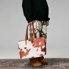 Cowhide Faux Leather Tote