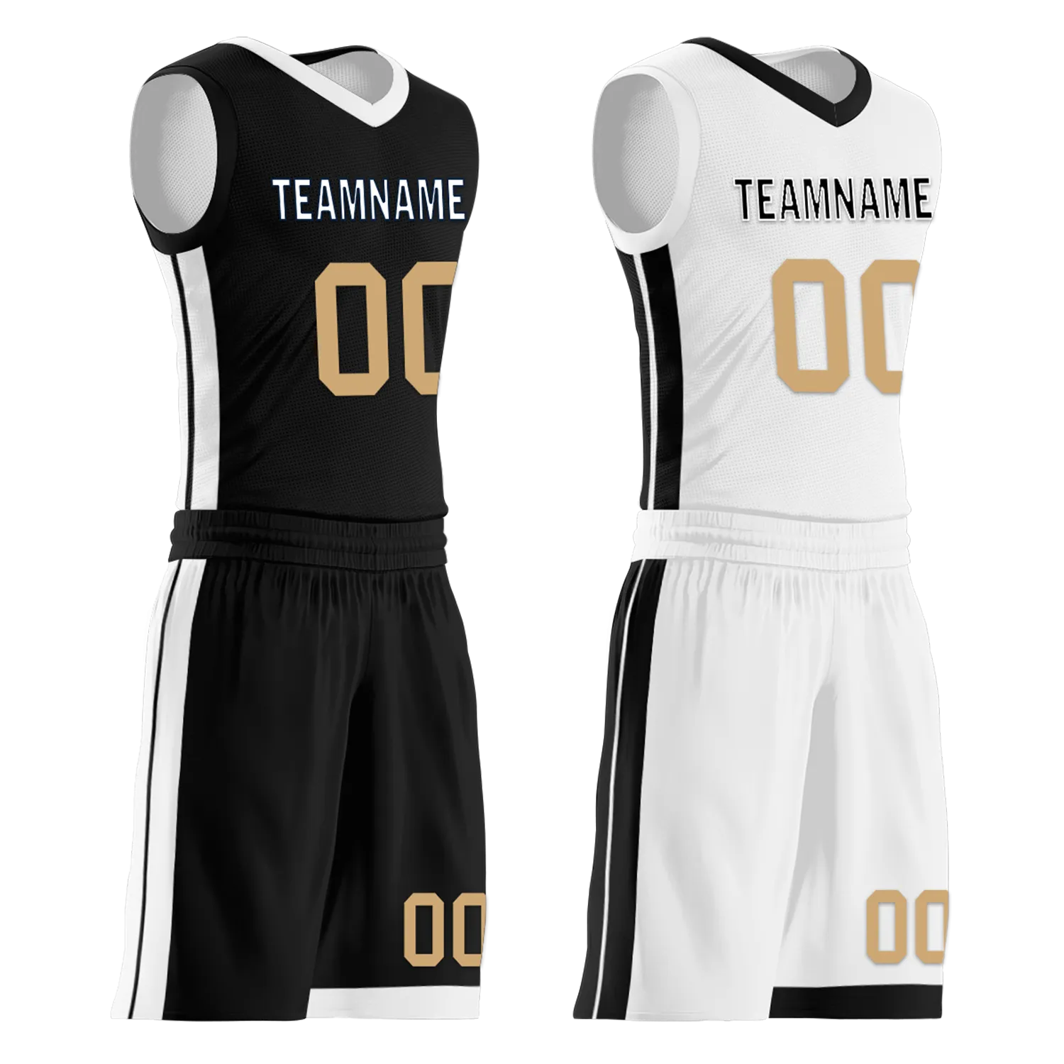 Custom Black White Classic Style Reversible Basketball Uniform Personalized BBJR-D017044