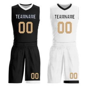 Custom Black White Classic Style Reversible Basketball Uniform Personalized BBJR-D017044