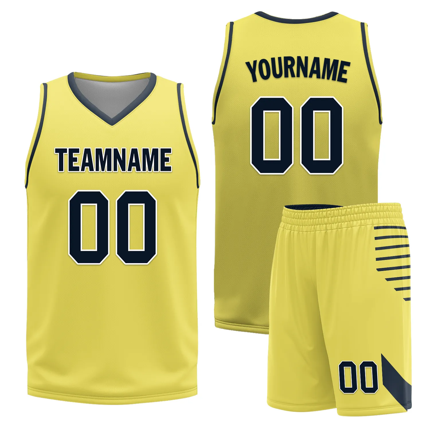 Custom Blue Yellow Classic Style Reversible Basketball Uniform Personalized COOLMAX BBJR-D017059