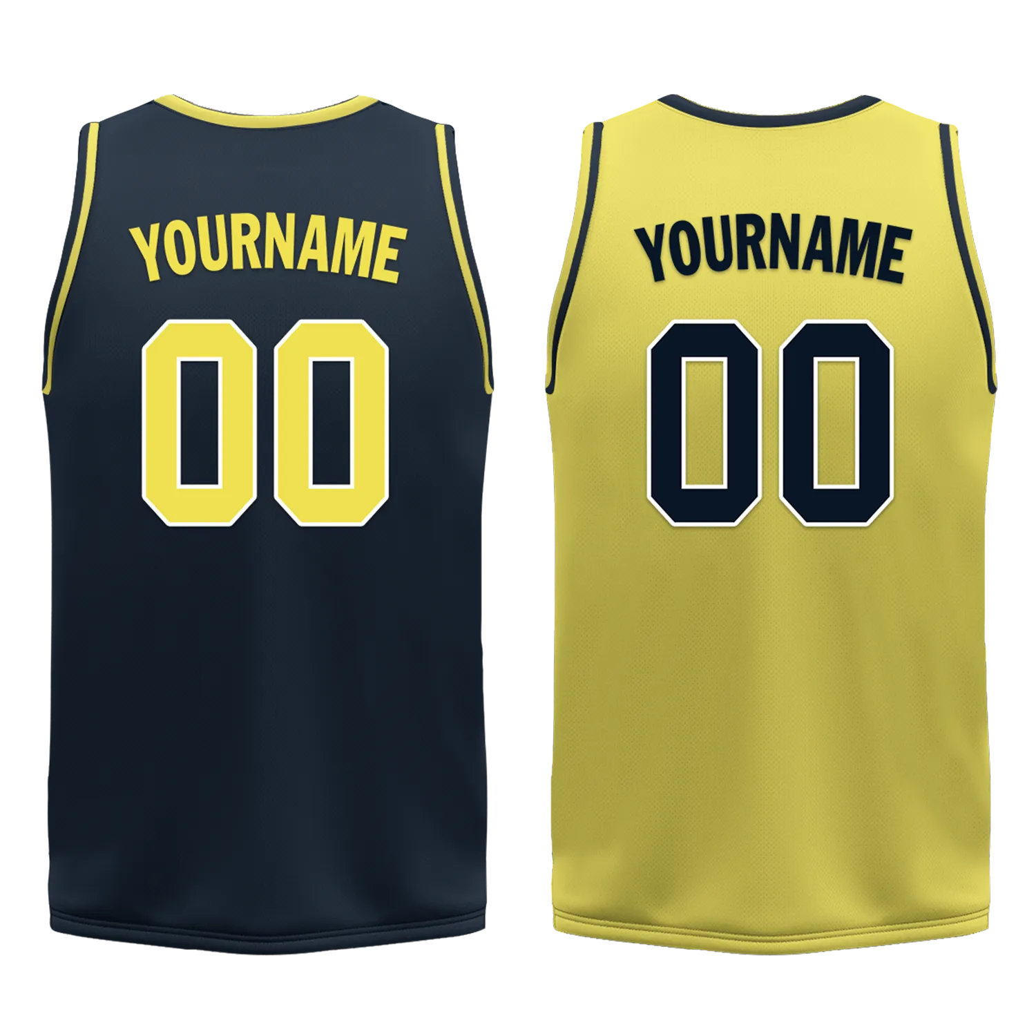 Custom Blue Yellow Classic Style Reversible Basketball Uniform Personalized COOLMAX BBJR-D017059