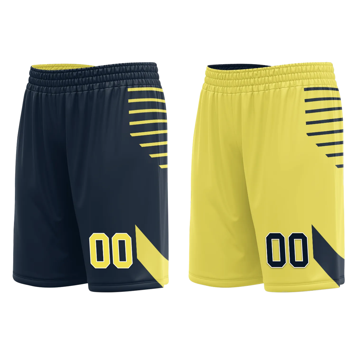 Custom Blue Yellow Classic Style Reversible Basketball Uniform Personalized COOLMAX BBJR-D017059