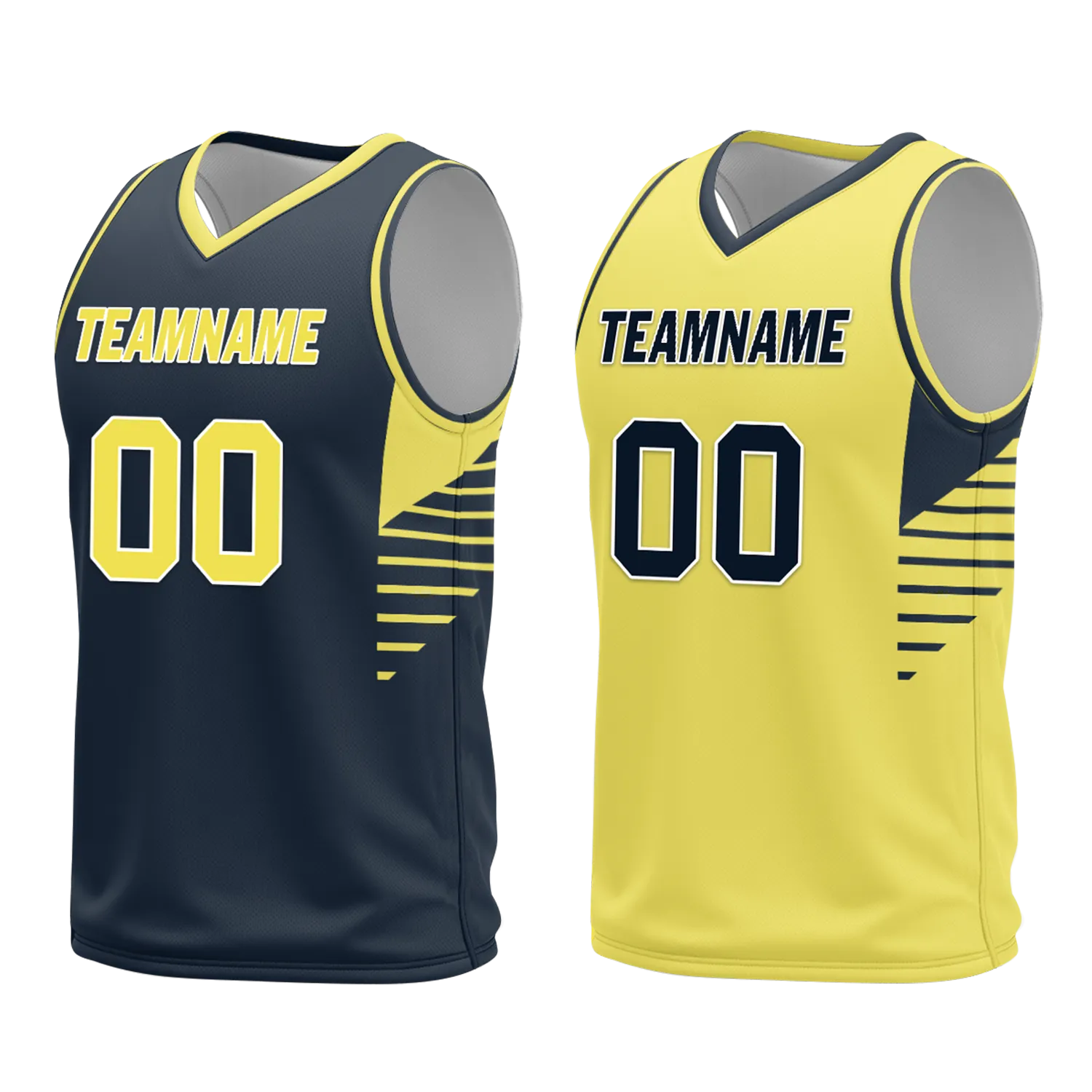 Custom Blue Yellow Classic Style Reversible Basketball Uniform Personalized COOLMAX BBJR-D017059