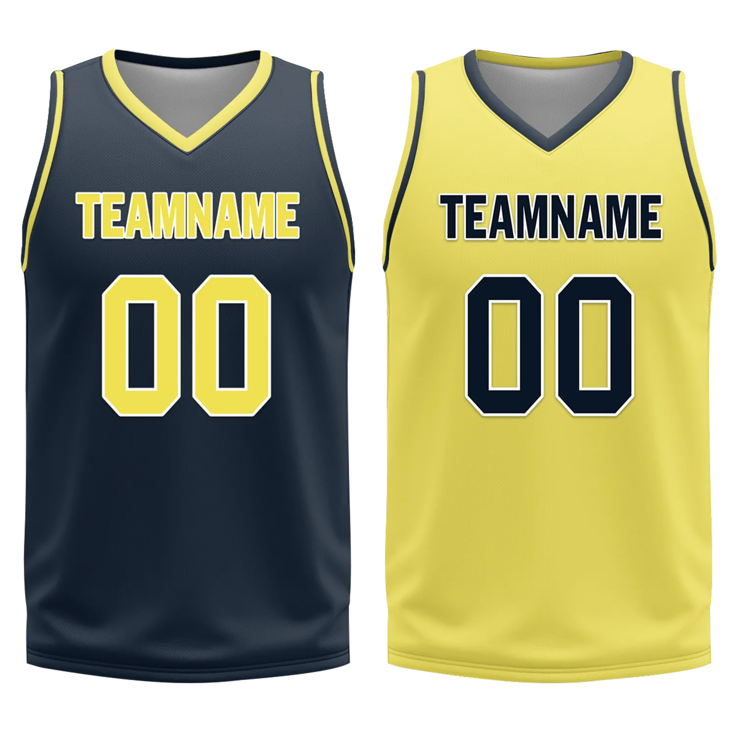 Custom Blue Yellow Classic Style Reversible Basketball Uniform Personalized COOLMAX BBJR-D017059