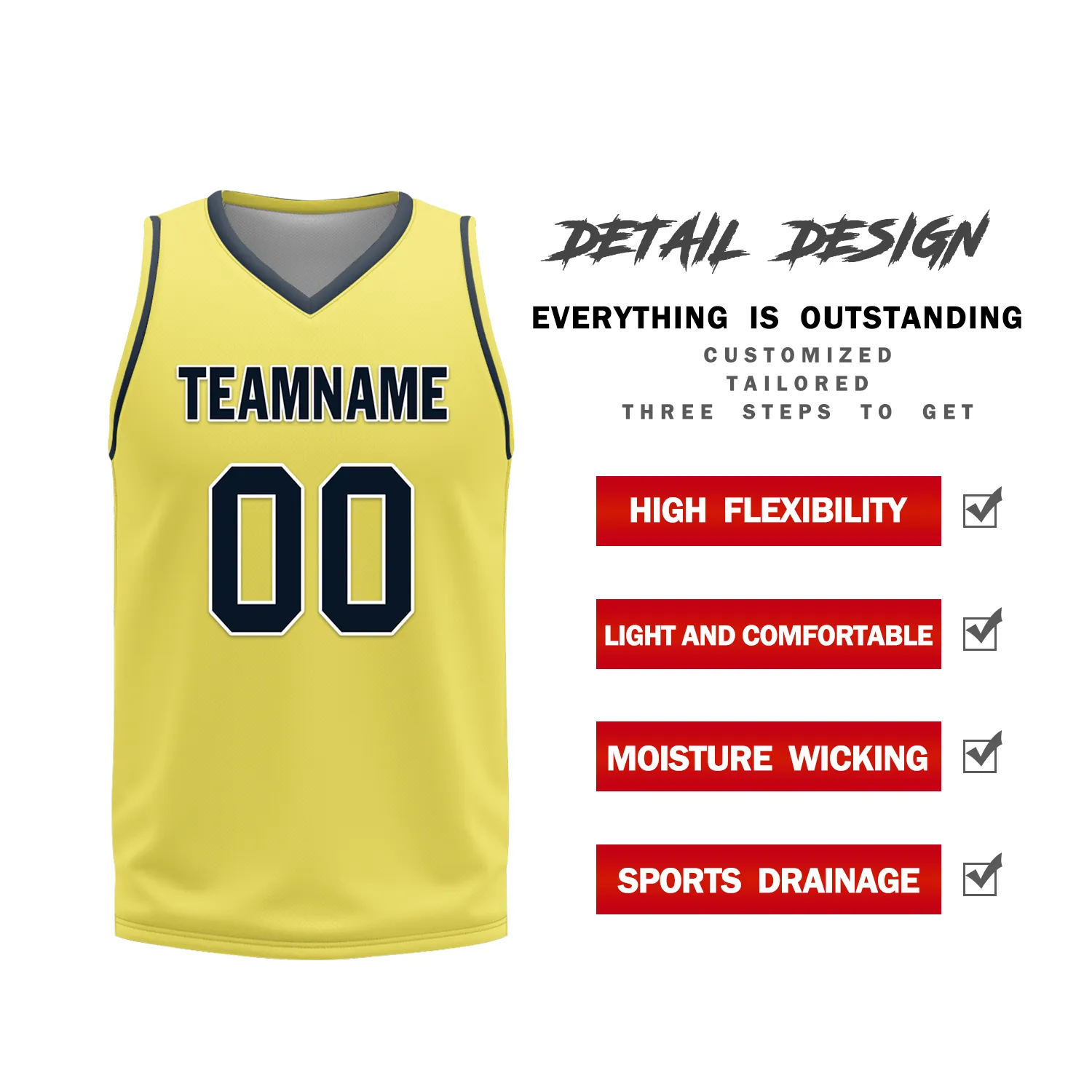 Custom Blue Yellow Classic Style Reversible Basketball Uniform Personalized COOLMAX BBJR-D017059