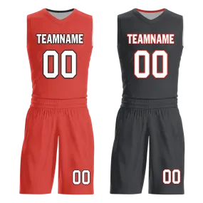 Custom Red Black Classic Style Reversible Basketball Uniform Personalized COOLMAX BBJR-D017038