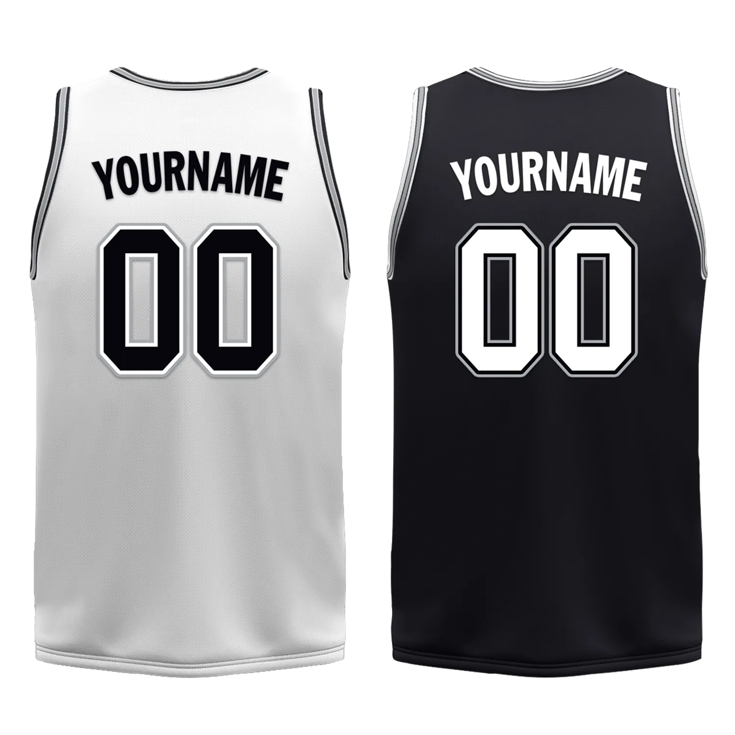Custom White Black Classic Style Reversible Basketball Uniform Personalized COOLMAX BBJR-D017051
