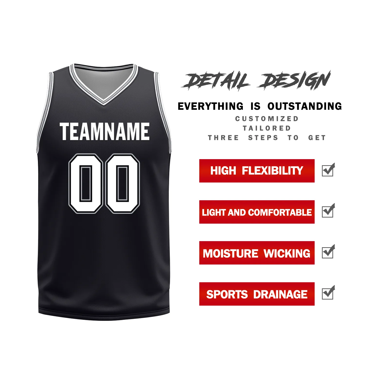 Custom White Black Classic Style Reversible Basketball Uniform Personalized COOLMAX BBJR-D017051