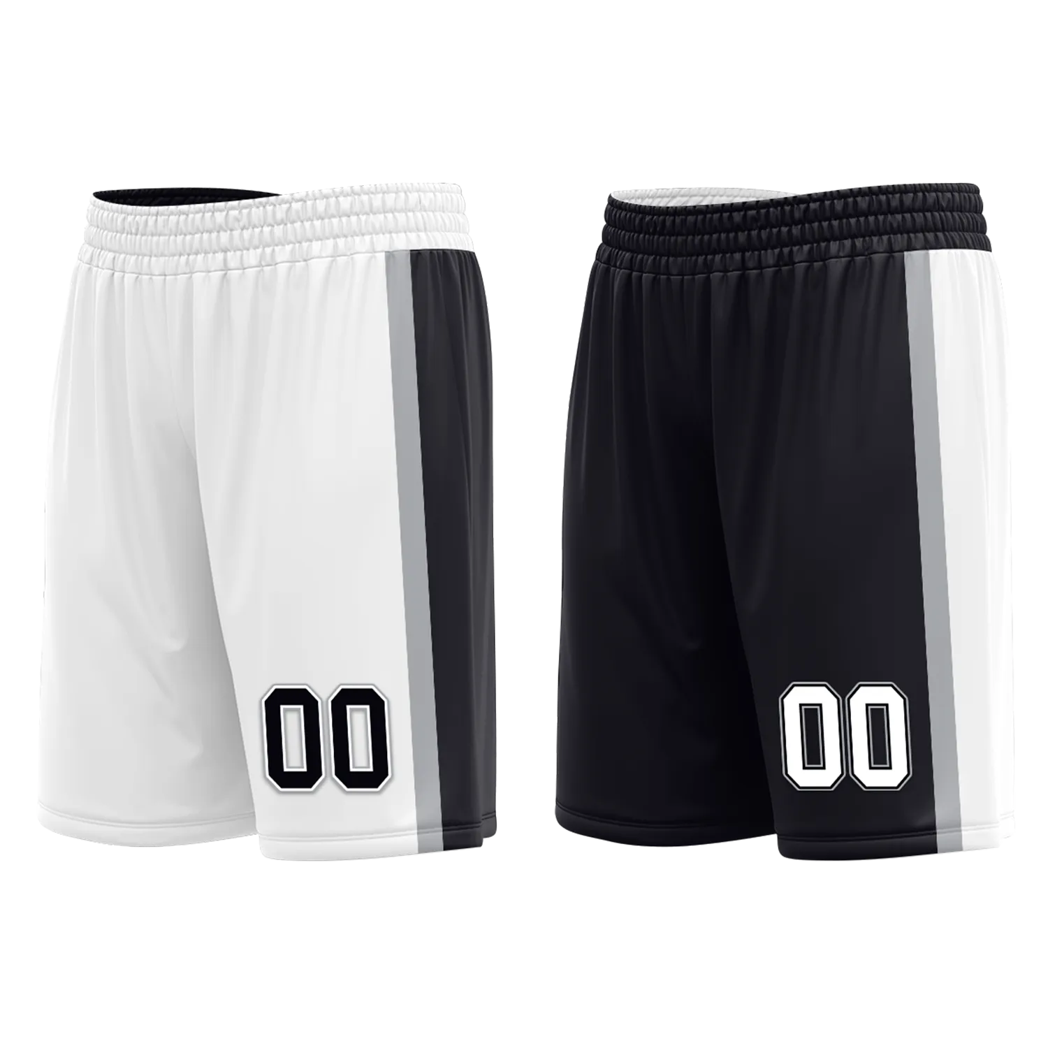 Custom White Black Classic Style Reversible Basketball Uniform Personalized COOLMAX BBJR-D017051