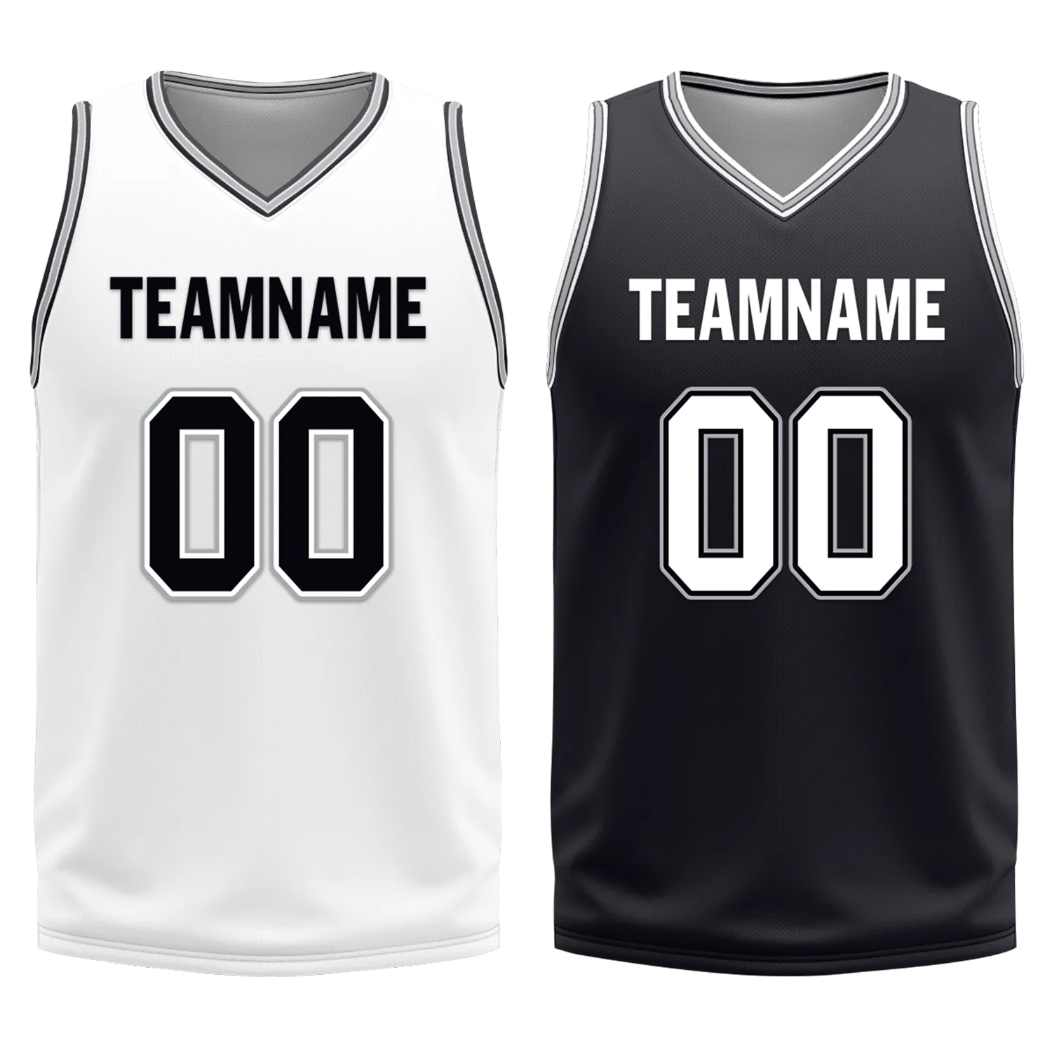 Custom White Black Classic Style Reversible Basketball Uniform Personalized COOLMAX BBJR-D017051