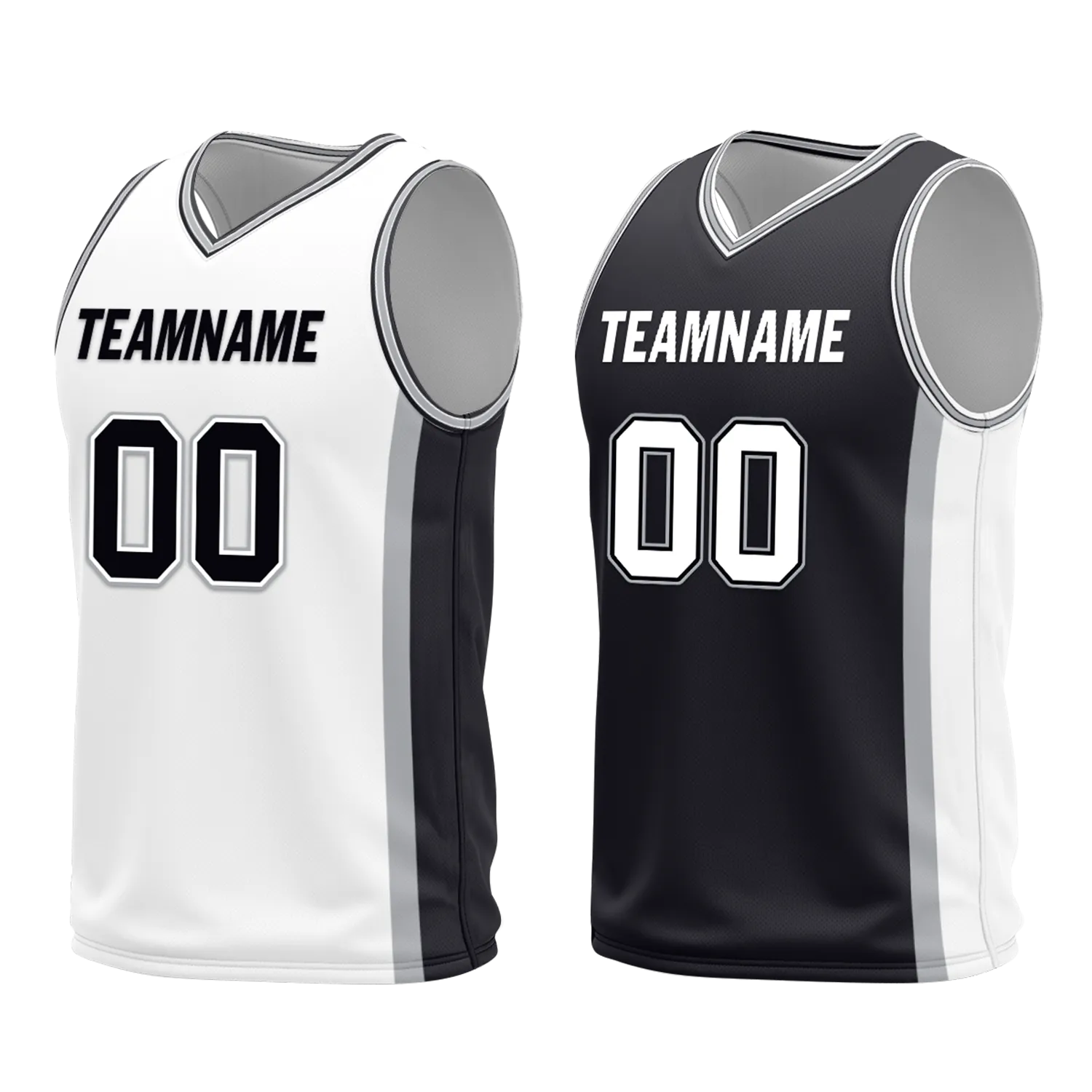 Custom White Black Classic Style Reversible Basketball Uniform Personalized COOLMAX BBJR-D017051
