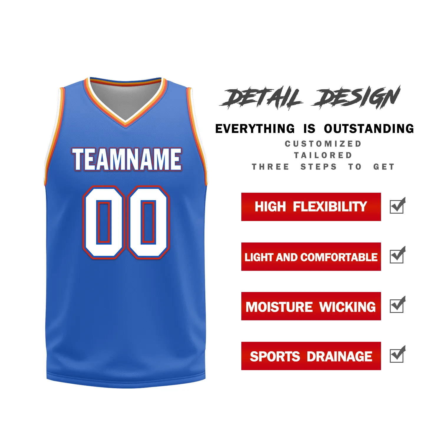 Custom White Blue Classic Style Reversible Basketball Uniform Personalized COOLMAX BBJR-D017039