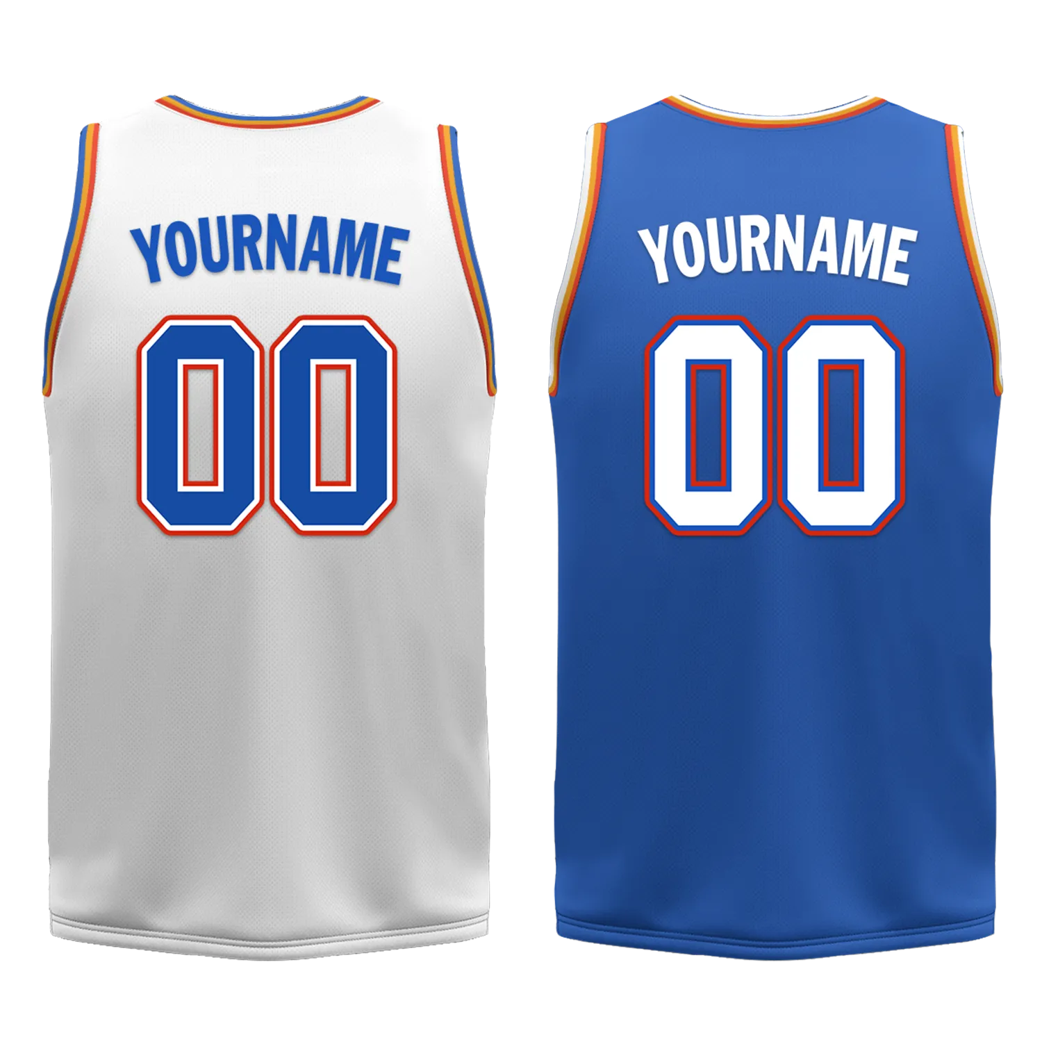 Custom White Blue Classic Style Reversible Basketball Uniform Personalized COOLMAX BBJR-D017039
