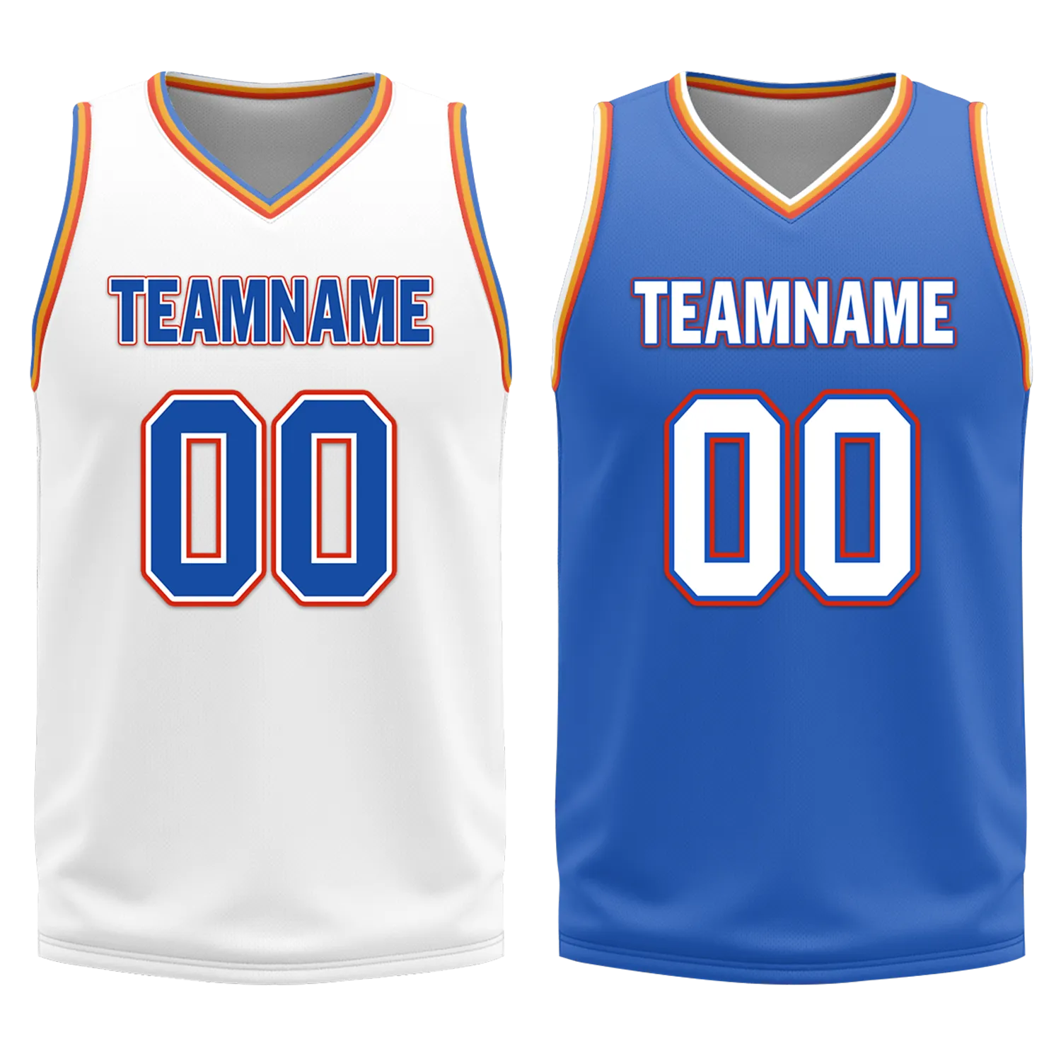 Custom White Blue Classic Style Reversible Basketball Uniform Personalized COOLMAX BBJR-D017039