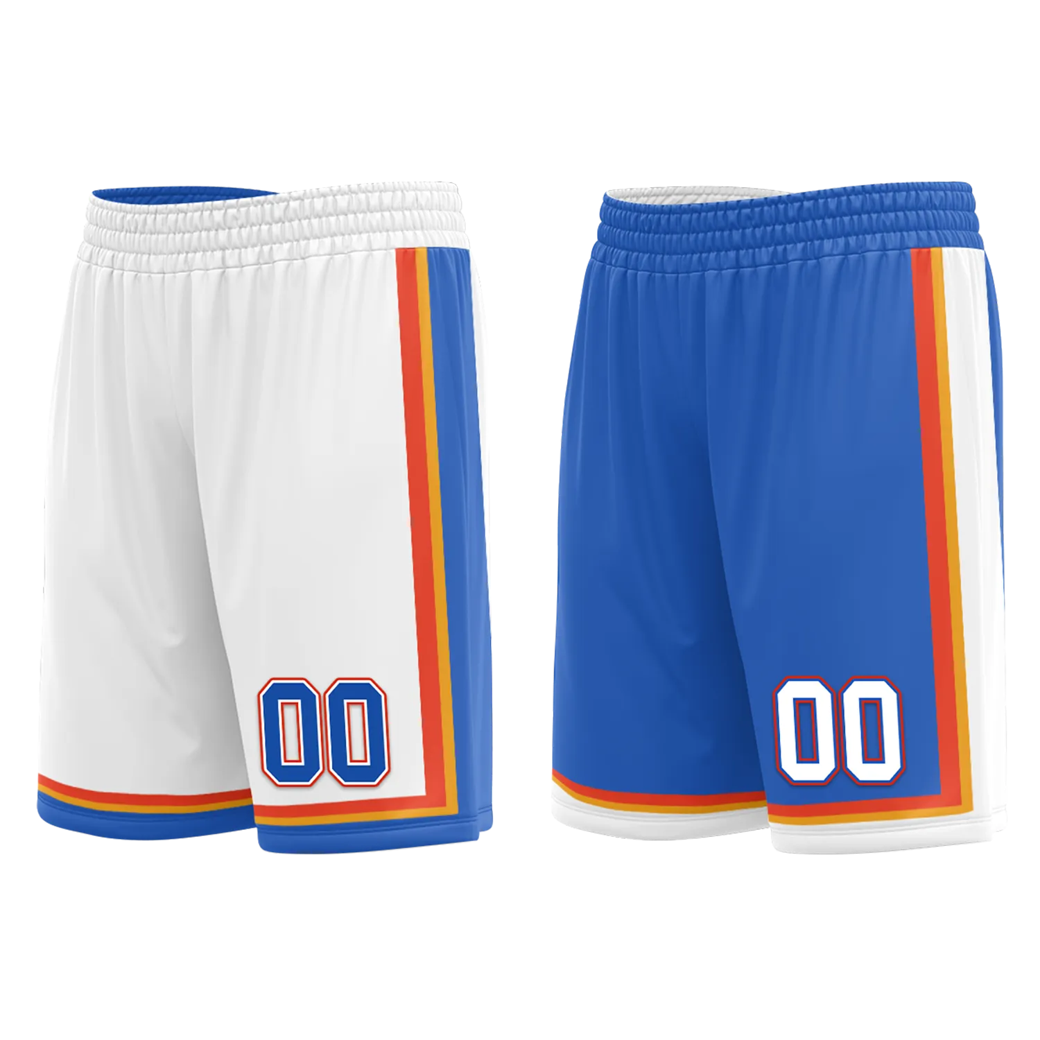 Custom White Blue Classic Style Reversible Basketball Uniform Personalized COOLMAX BBJR-D017039