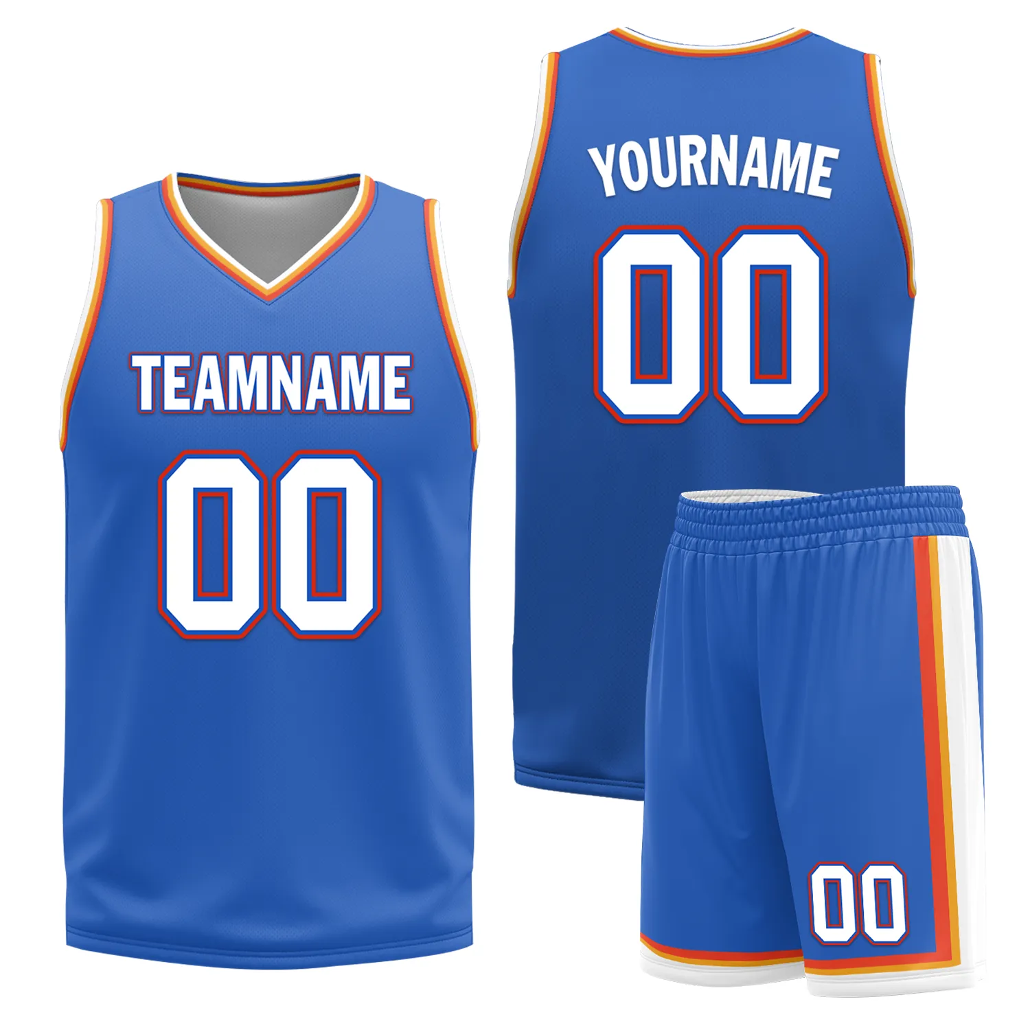 Custom White Blue Classic Style Reversible Basketball Uniform Personalized COOLMAX BBJR-D017039