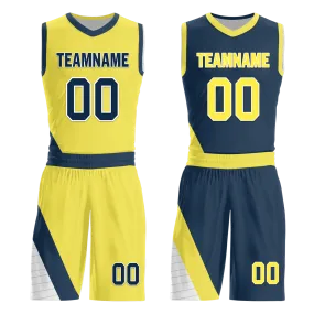 Custom Yellow Blue Classic Style Reversible Basketball Uniform Personalized Ordinary BBJR-D017060